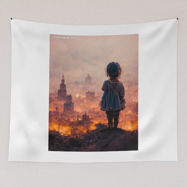 Item preview, Chica mirando una ciudad devastada - Arte de AI designed and sold by Created-by-AI.