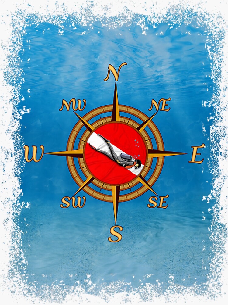 "SCUBA DIVE DIVER COMPASS DIVE FLAG" Sticker for Sale by sobriowslen