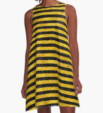 STRIPES2 SCHWARZER MARMOR UND GELBER MARMOR A-Linien Kleid