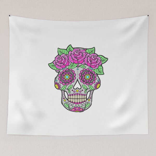 Item preview, Sugar skull sketch digital art roses designed and sold by eNVy Co.