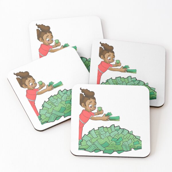 Item preview, Black Girl Boss - Little Girl Mia Counting Money over Bright Yellow Background     designed and sold by BerniceMatildaz.