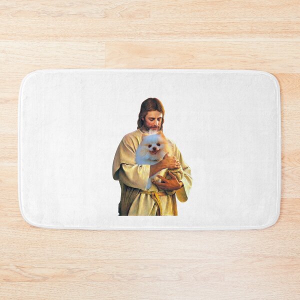 Item preview, Jesus Holding a Cute Pomeranian Dog designed and sold by ASamArt.