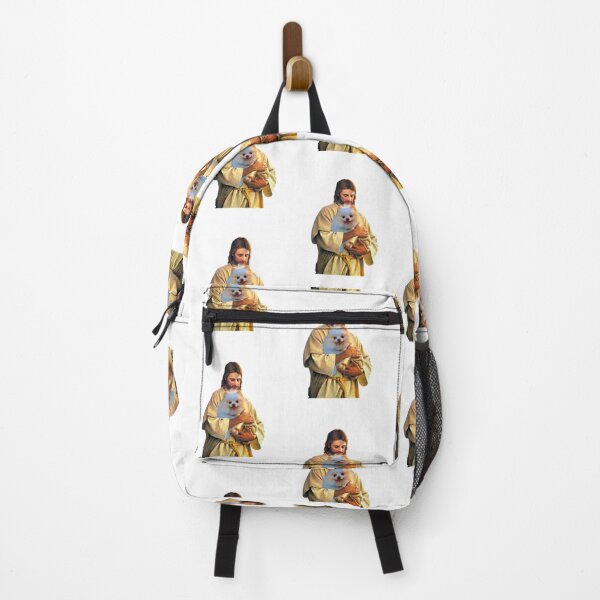 Item preview, Jesus Holding a Cute Pomeranian Dog designed and sold by ASamArt.