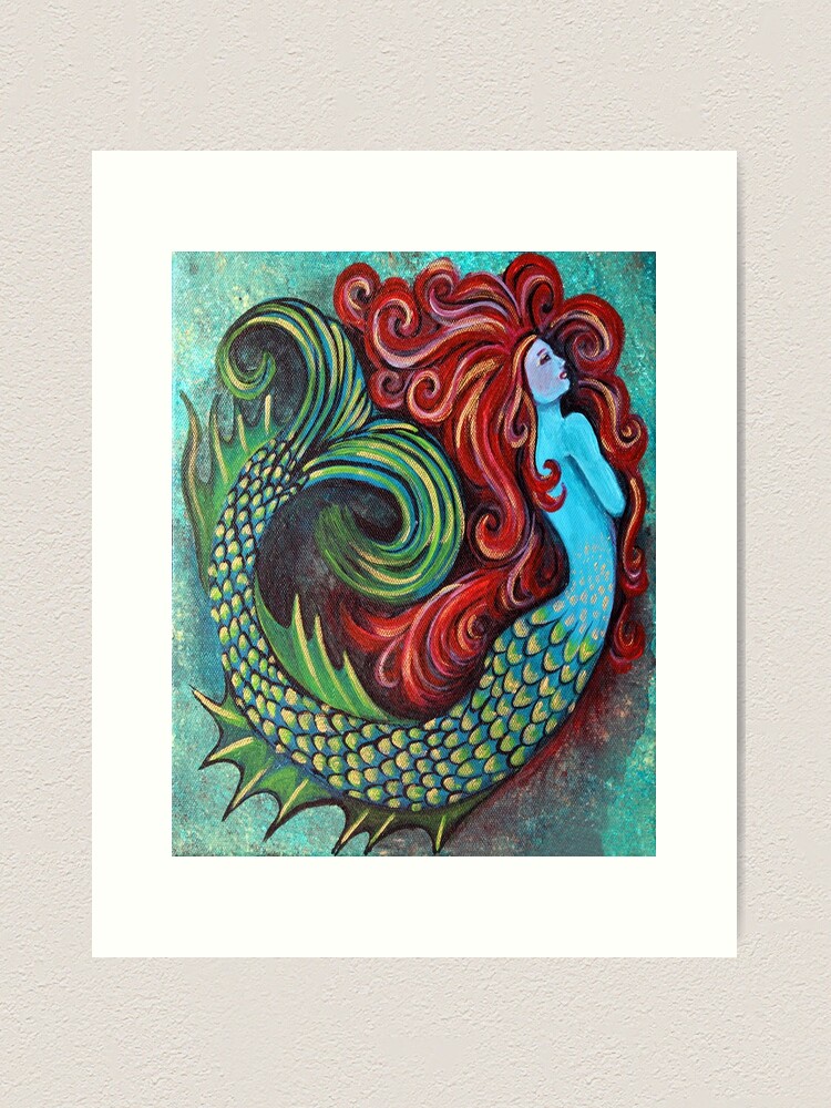 Thumbnail 2 of 3, Art Print, Dreamy Mermaid designed and sold by heartsake.