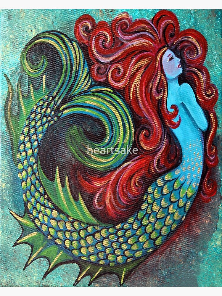 Thumbnail 3 of 3, Art Print, Dreamy Mermaid designed and sold by heartsake.