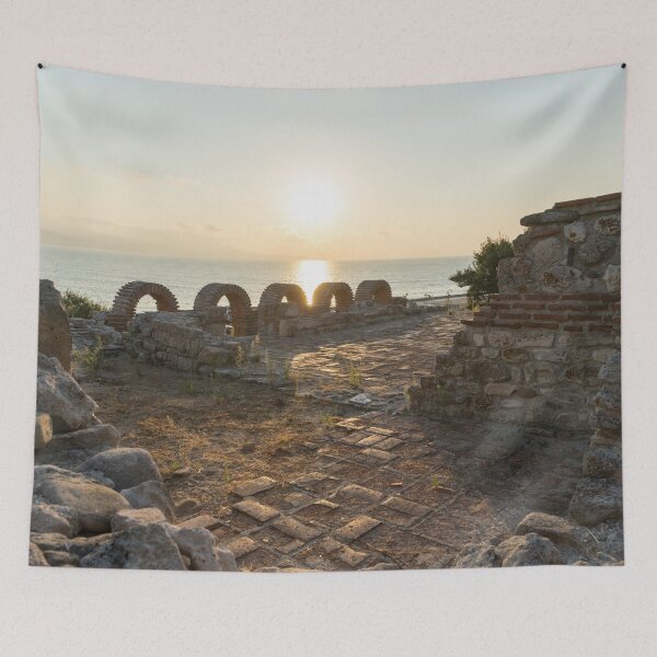 Item preview, Holy Mother of God Eleusa Basilica Ruins - Old Town Nessebar Sunrise designed and sold by Georgia Mizuleva.
