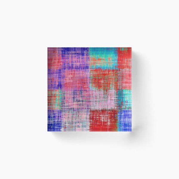 Item preview, square plaid pattern texture abstract in red blue pink purple designed and sold by Mrvell.