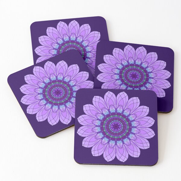 Item preview, Arte de verano de mandala de vidrieras de mosaico de flores moradas designed and sold by Alondra.