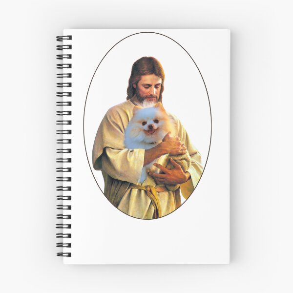 Item preview, Jesus Holding a Cute Pomeranian Dog designed and sold by ASamArt.