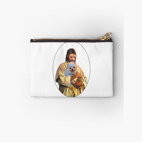 Item preview, Jesus Holding a Cute Pomeranian Dog designed and sold by ASamArt.