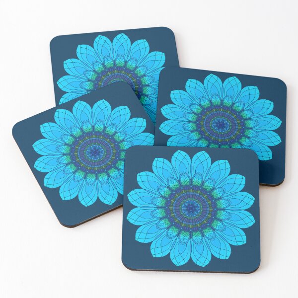 Item preview, Mosaico de flores azules Vidrieras Mandala Arte de verano designed and sold by Alondra.