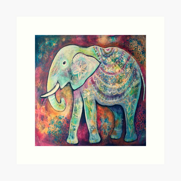 Colorful Magical Elephant Art Print