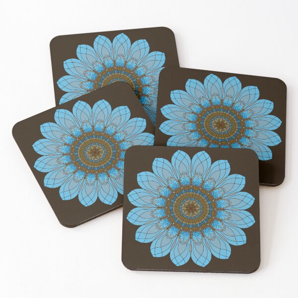 Item preview, Arte de verano de mandala de vidrieras de mosaico de flores de color verde azulado y marrón designed and sold by Alondra.