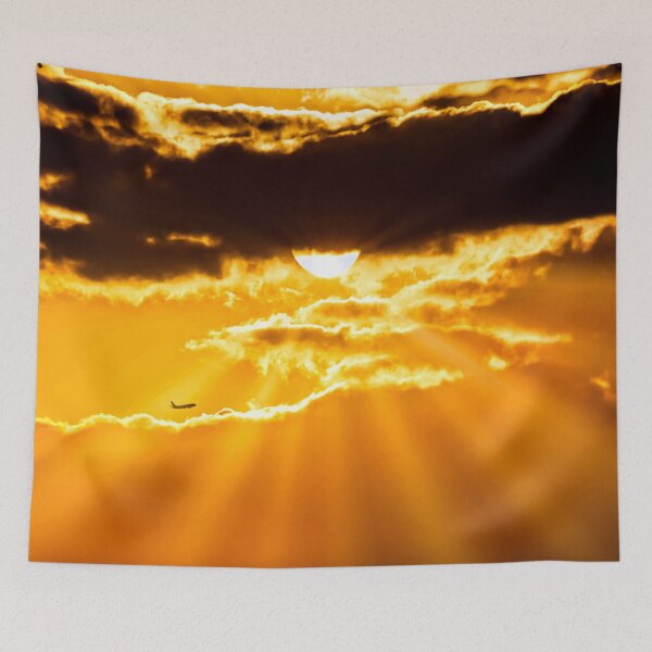 Item preview, AVIATION #21 - Airliner Flying Through Golden Sun Rays designed and sold by DEL-Productions.