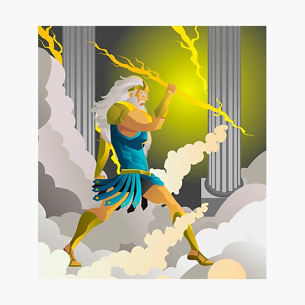 Zeus Jupiter God Throwing A Ray Photographic Print By Matintheworld Redbubble Zeus Jupiter God Throwing A Ray Photographic Print By Matintheworld Redbubble