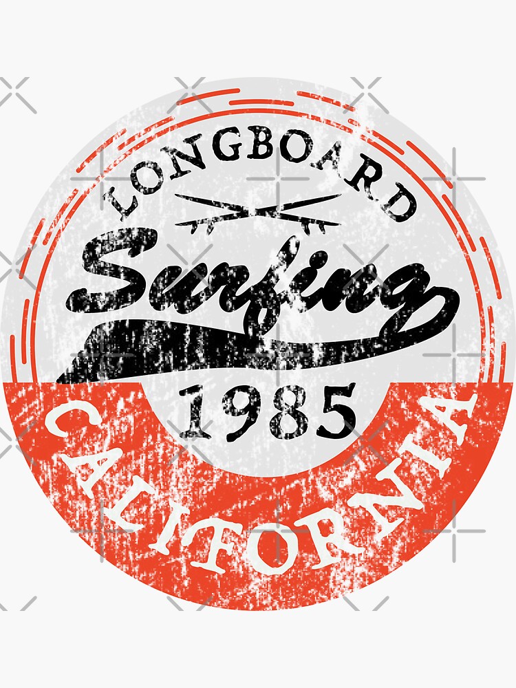 "Vintage Surf Sticker Longboard Surfing California" Sticker for Sale by