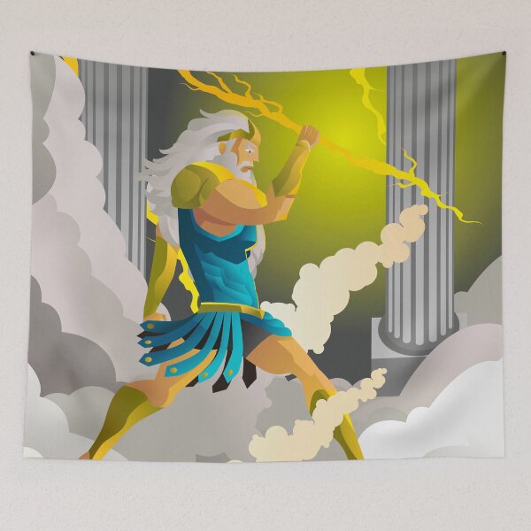 Item preview, zeus jupiter god throwing a ray designed and sold by matintheworld ( delcarmat ).