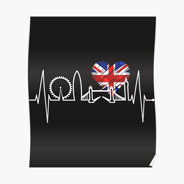 London Skyline Heartbeat Union Flag I Love London Poster For Sale By