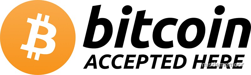"Bitcoin Accepted Here" Stickers by misdememeor | Redbubble