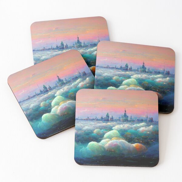 Item preview, City in Cotton Candy Clouds Abstract AI Generated Art designed and sold by MeAI-Art.