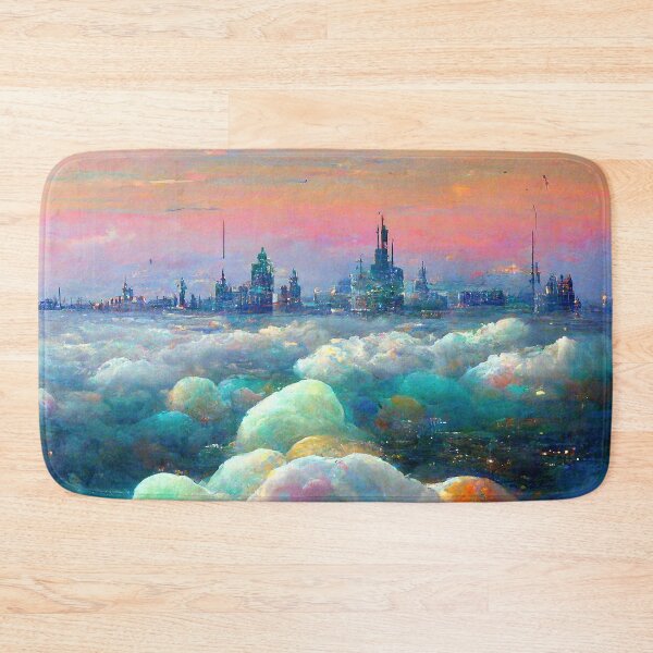 Item preview, City in Cotton Candy Clouds Abstract AI Generated Art designed and sold by MeAI-Art.