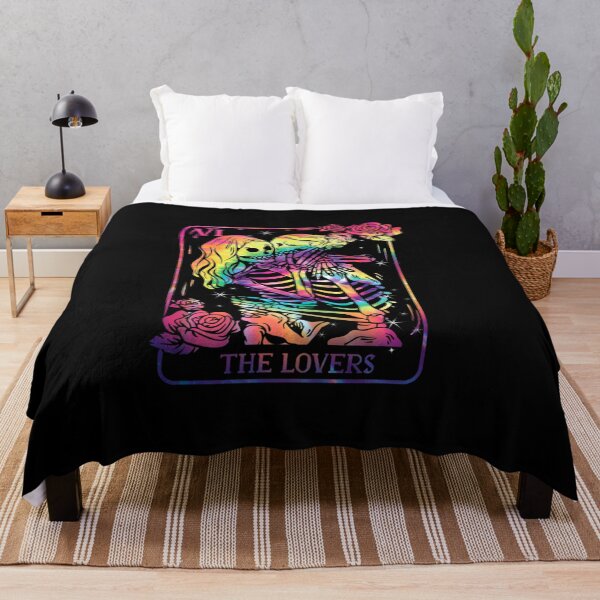 Item preview, The Lovers Tarot Card Goth Tie Dye Kissing Lesbian Skeletons designed and sold by Spencerhowar.