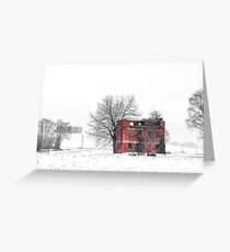 snow covering an abandoned farm Greeting Card