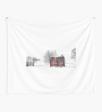snow covering an abandoned farm Wall Tapestry