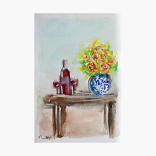 Fresh Flowers, Aged Wine Photographic Print