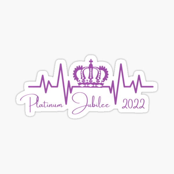 "Platinum Jubilee British Queen Crown Heartbeat Pulse " Sticker for
