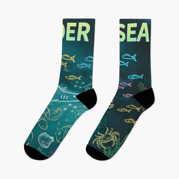 Artikelvorschau, under the sea,blue sea,sea creatures,Turtle, puffer fish, starfish, shrimp, shark, tropical fish, sea horse, seaweed, sardines, squid, crabs, clams entworfen und verkauft von zzzozzo.