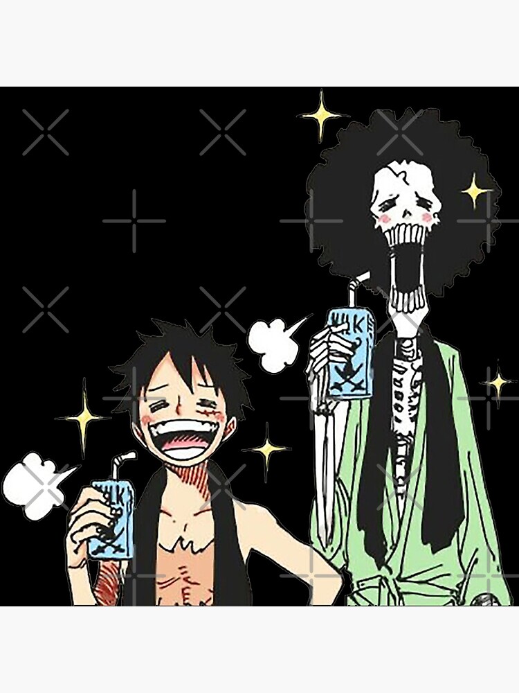 "Luffy & Brook Enjoy Milk" Poster for Sale by runtesierra Redbubble