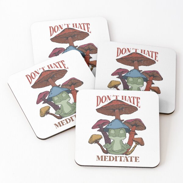 Item preview, Don't Hate Meditate Funny Frog Mushroom designed and sold by DNW-art.