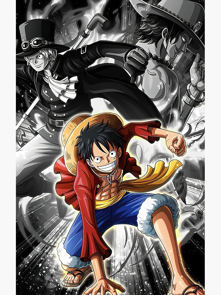 One Piece 3d Poster Ace/luffy/sabo 3d Flip Gradient Poster Wall