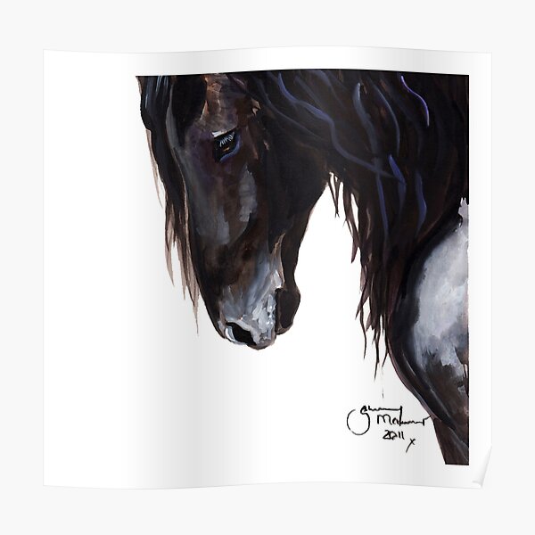 Horse PRiNT BLaCK FRieSiaN 'Wiser' By Shirley MacArthur Poster