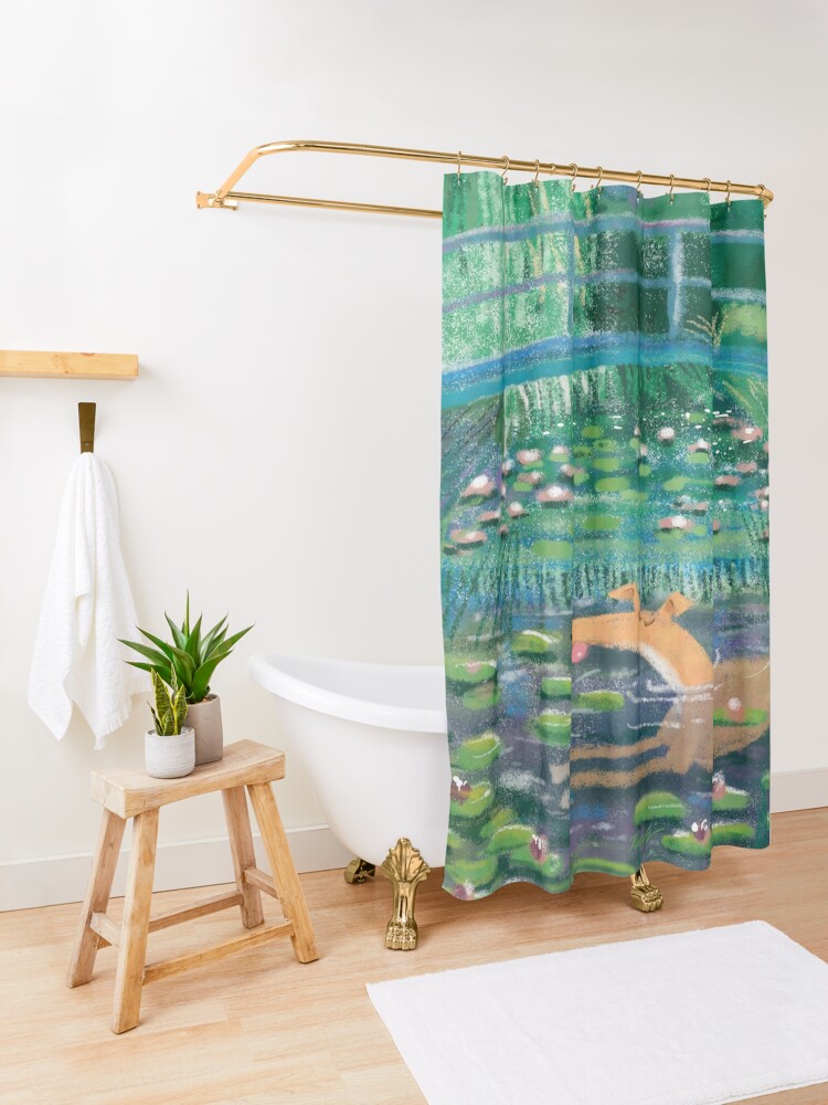 Alternate view of Greympressionism Shower Curtain