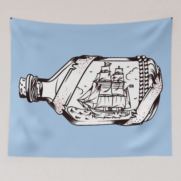 Item preview, ship in a bottle tattoo sketc designed and sold by si3iy.