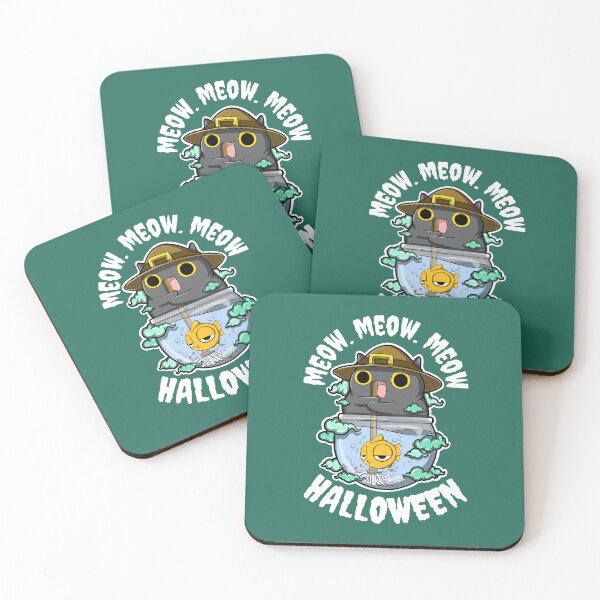 Item preview, Meow meow meow Halloween Witch Cat stirring cauldron designed and sold by The magic  Yellow bus.