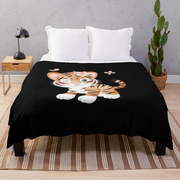 Item preview, Cute Baby Tiger with butterfly, Tiger Lover Tee Gift For Girls Boys Kids, Funny Tiger. designed and sold by Waleedw.