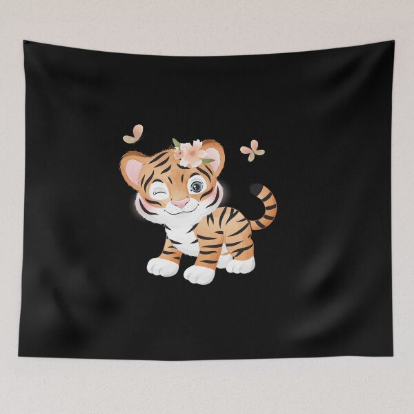 Item preview, Cute Baby Tiger with butterfly, Tiger Lover Tee Gift For Girls Boys Kids, Funny Tiger. designed and sold by Waleedw.