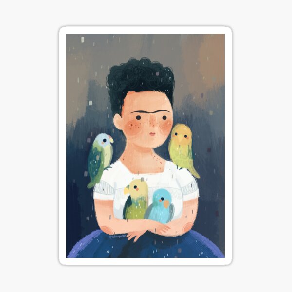 Frida Kahlo and her parrots Sticker