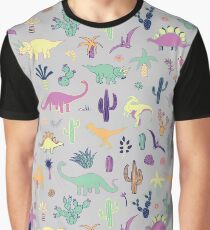 Dinosaur Desert - peach, mint and navy - fun pattern by Cecca Designs Graphic T-Shirt