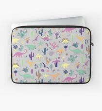 Dinosaur Desert - peach, mint and navy - fun pattern by Cecca Designs Laptop Sleeve