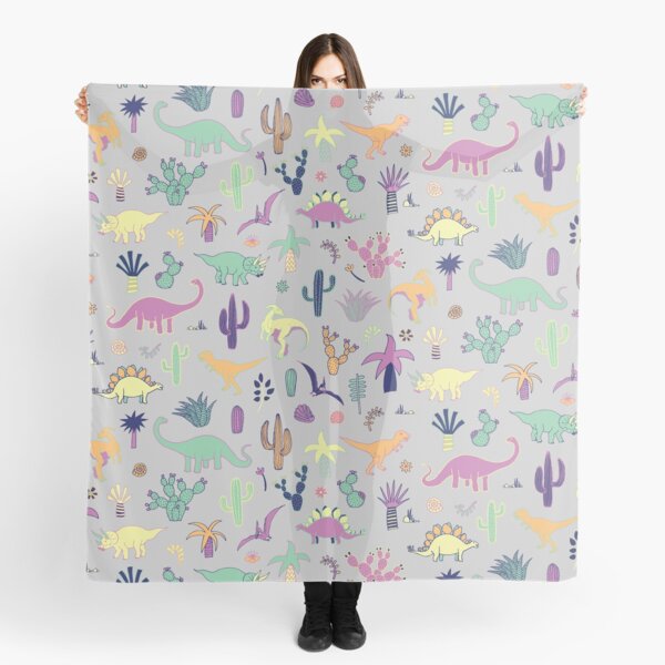 Dinosaur Desert - peach, mint and navy - fun pattern by Cecca Designs Scarf