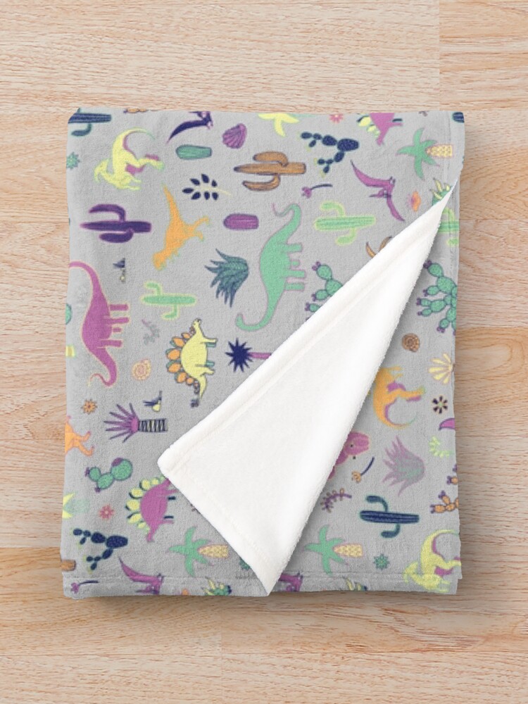 Alternate view of Dinosaur Desert - peach, mint and navy - fun pattern by Cecca Designs Throw Blanket