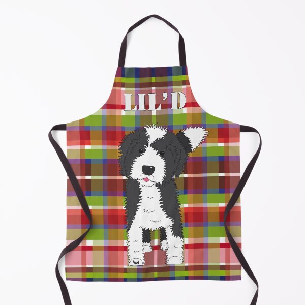 Item preview, Black and White Doodle Dog - Red Blue Green Tartan - Lil'D - Little Doodle designed and sold by SterreStudio.