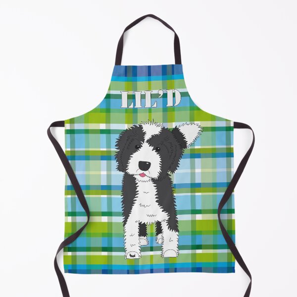 Item preview, Black and White Doodle Dog - Blue Green Tartan - Lil'D - Little Doodle designed and sold by SterreStudio.