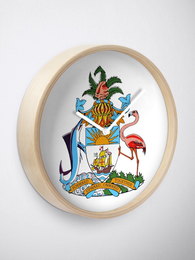 "The Bahamas Coat of Arms" Clock by zhirobas Redbubble