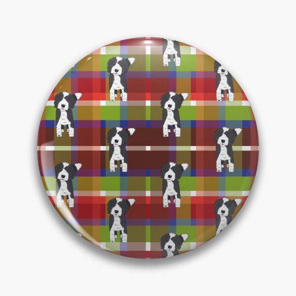 Item preview, Black and White Doodle Dog - Red Blue Green Tartan - Declan designed and sold by SterreStudio.