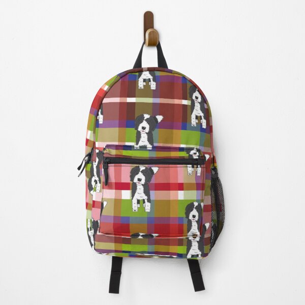 Item preview, Black and White Doodle Dog - Red Blue Green Tartan - Declan designed and sold by SterreStudio.